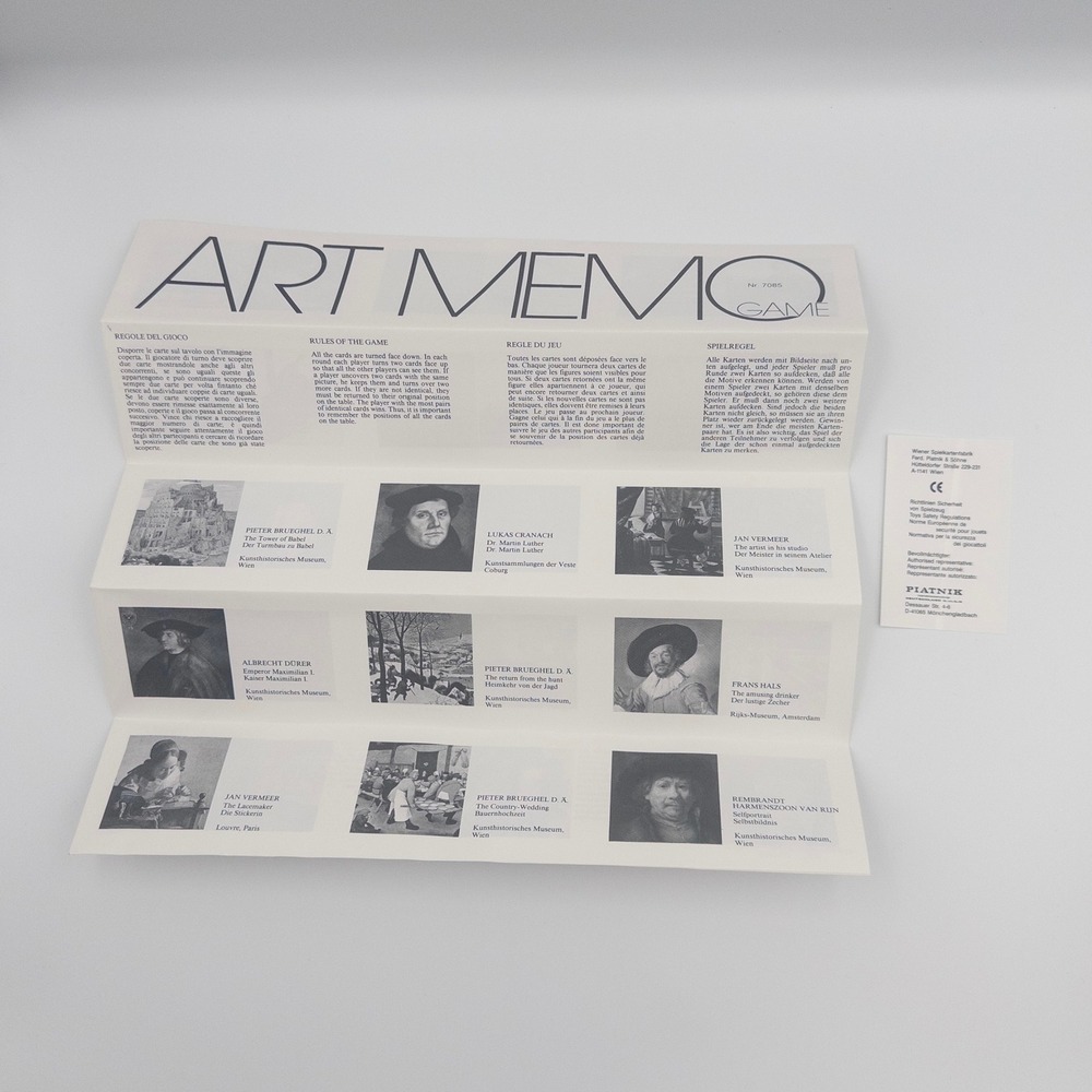 Vintage Piatnik Art Memo Game 36 Famous Paintings - COMPLETE 72 Tile Memory Game - Picture 10 of 13